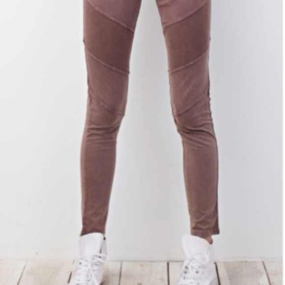 Pants - [boutique] mineral washed moto leggings